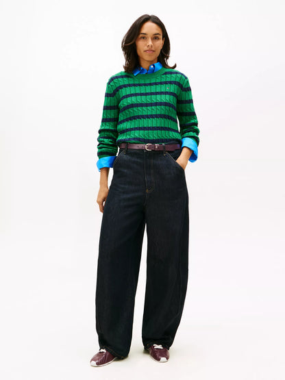 Nouveau Green / Navy Breton Stripe