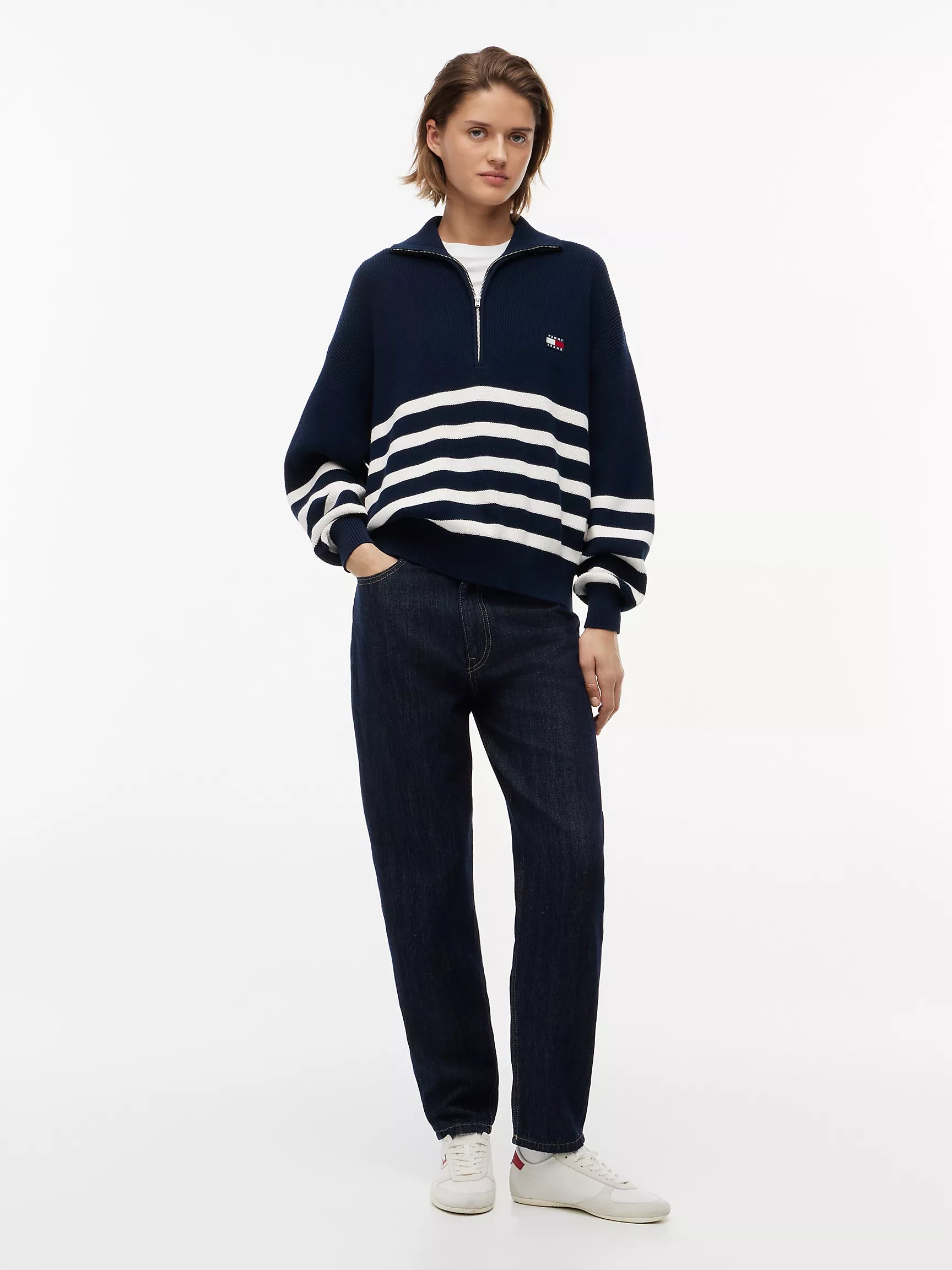 Navy Blue / Ecru Stripe