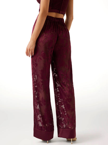 Floral Devore Maroon Noir