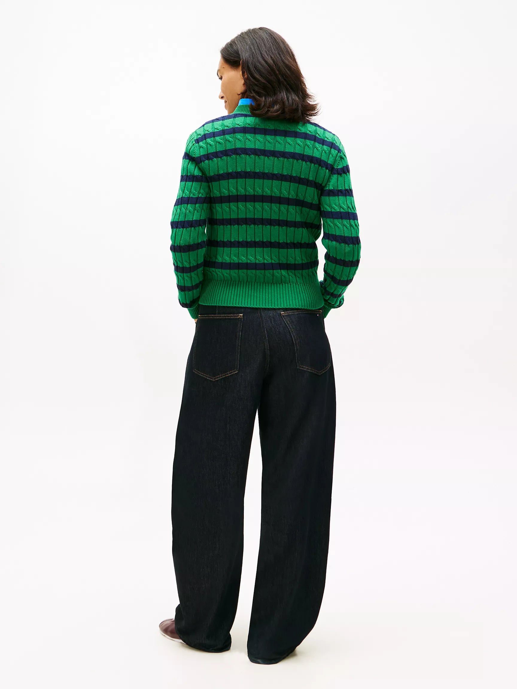 Nouveau Green / Navy Breton Stripe