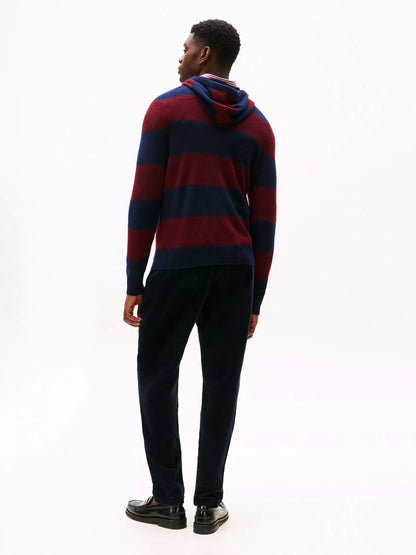 Navy/Deep Burgundy Heather Stripe