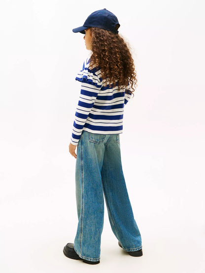 White / Blue Stripe