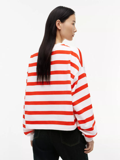 Fire Red / Ecru Stripe