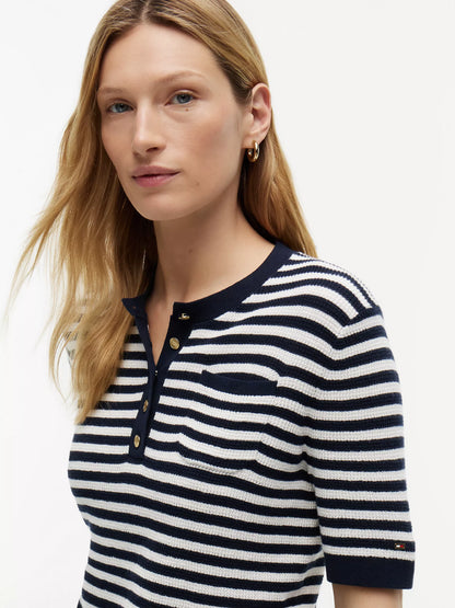 Navy Blue / Ivory Stripe