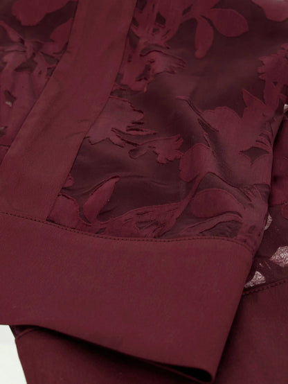 Floral Devore Maroon Noir