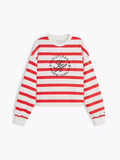 Fire Red / Ecru Stripe