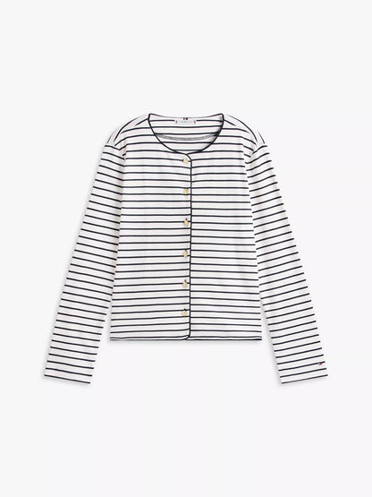 Ivory Silk / Navy Stripe