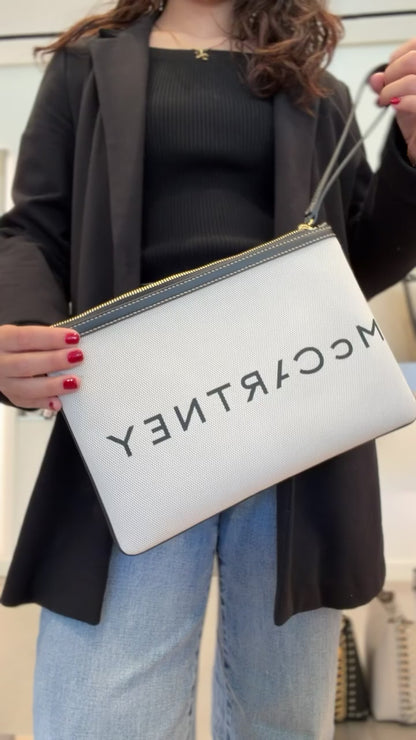 Stella McCartney Logo Zip Pouch - White/Navy