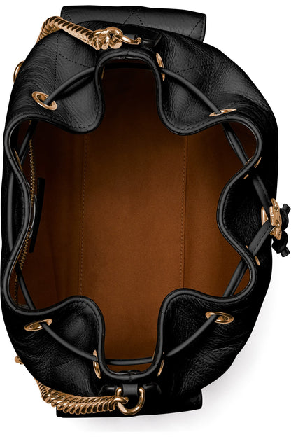Charlie Quilted Leather Drawstring Shoulder Bag