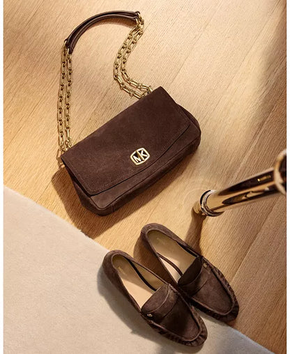 Bryant Suede Small Turn-Lock Convertible Chain Crossbody Handbag