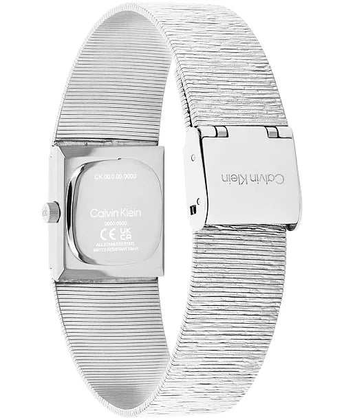 Sophisticated Square Silver Tone Stainless Steel Bracelet Watch, 20mm