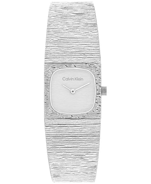 Sophisticated Square Silver Tone Stainless Steel Bracelet Watch, 20mm