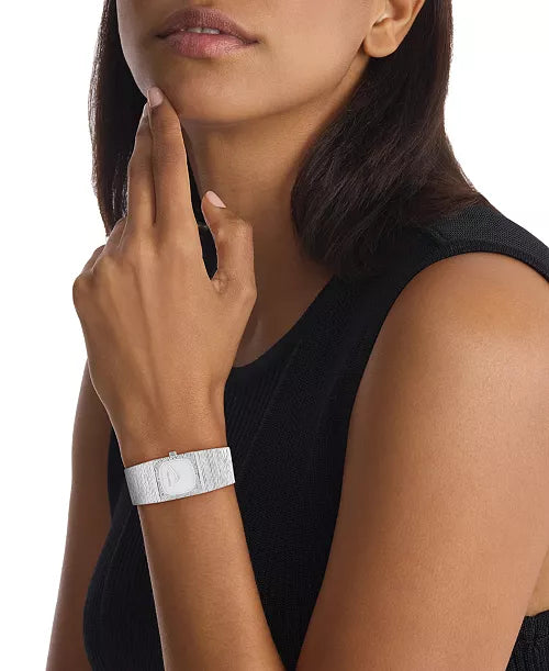 Sophisticated Square Silver Tone Stainless Steel Bracelet Watch, 20mm