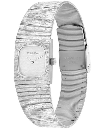 Sophisticated Square Silver Tone Stainless Steel Bracelet Watch, 20mm