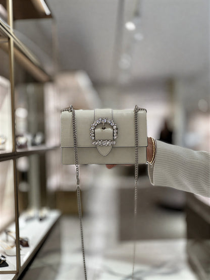 CHERI Paris Soft Grainy Leather Chain Bag