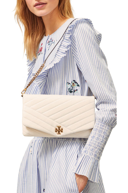 Tory Burch Kira Chevron Quilted Leather Clutch.