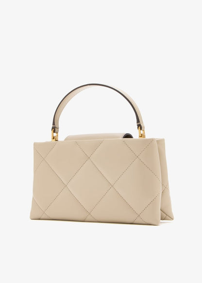 Kira diamond quilt East West top handle bag