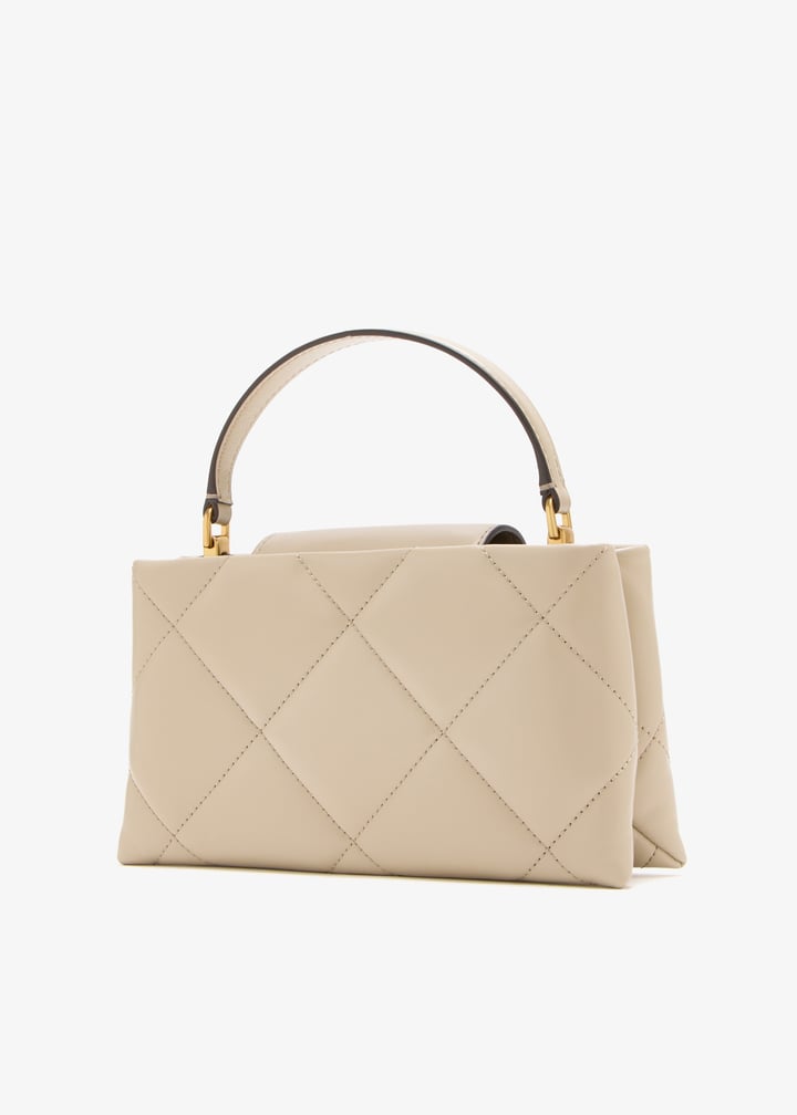 Kira diamond quilt East West top handle bag