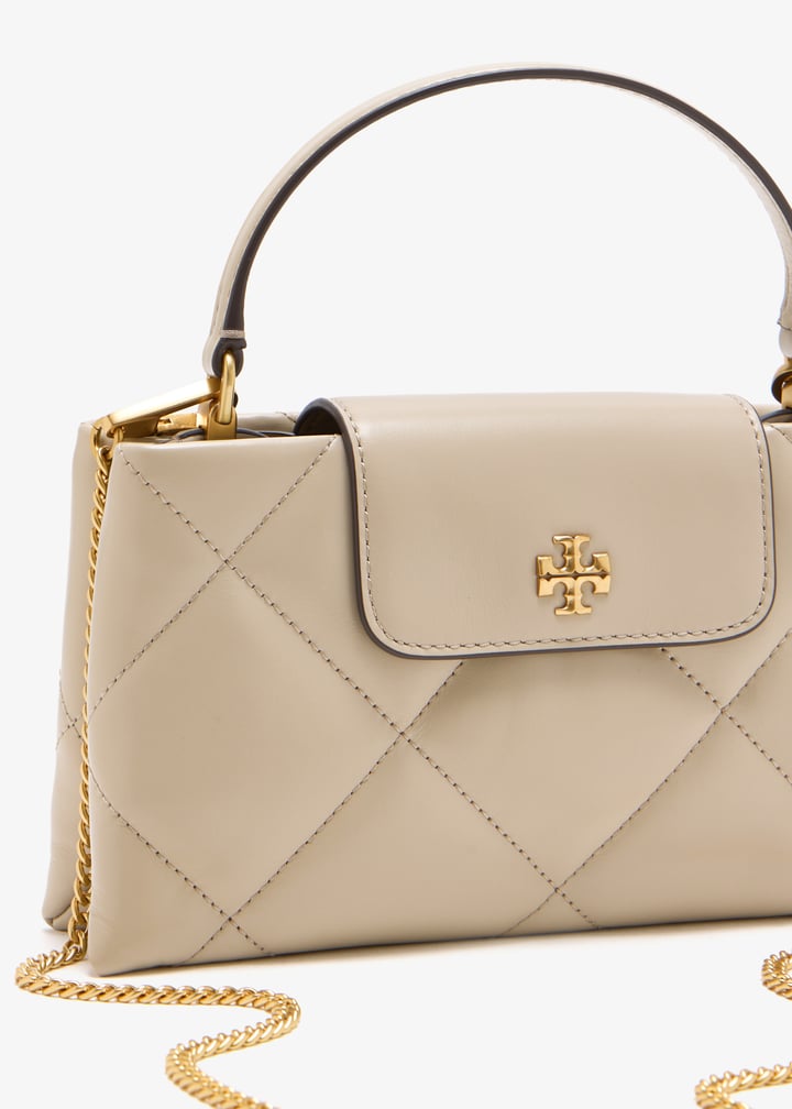 Kira diamond quilt East West top handle bag