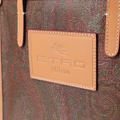 Paisley printed leather bag with logo
